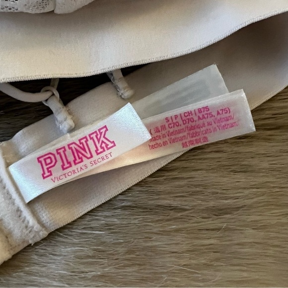 PINK by VICTORIA’S SECRET Bralette Bra S Solid White Strappy Lace Banded Halter - Picture 6 of 7